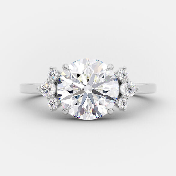 2.0 CT Round Cluster Style Moissanite Engagement Ring