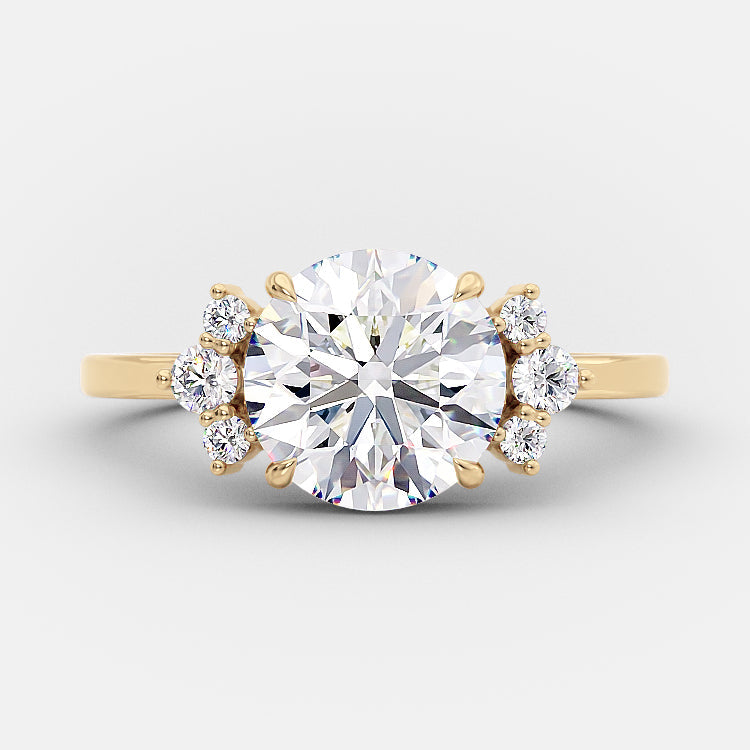 2.0 CT Round Cluster Style Moissanite Engagement Ring