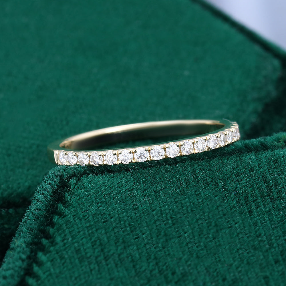 0.25 CT Round Moissanite Half Eternity Wedding Band