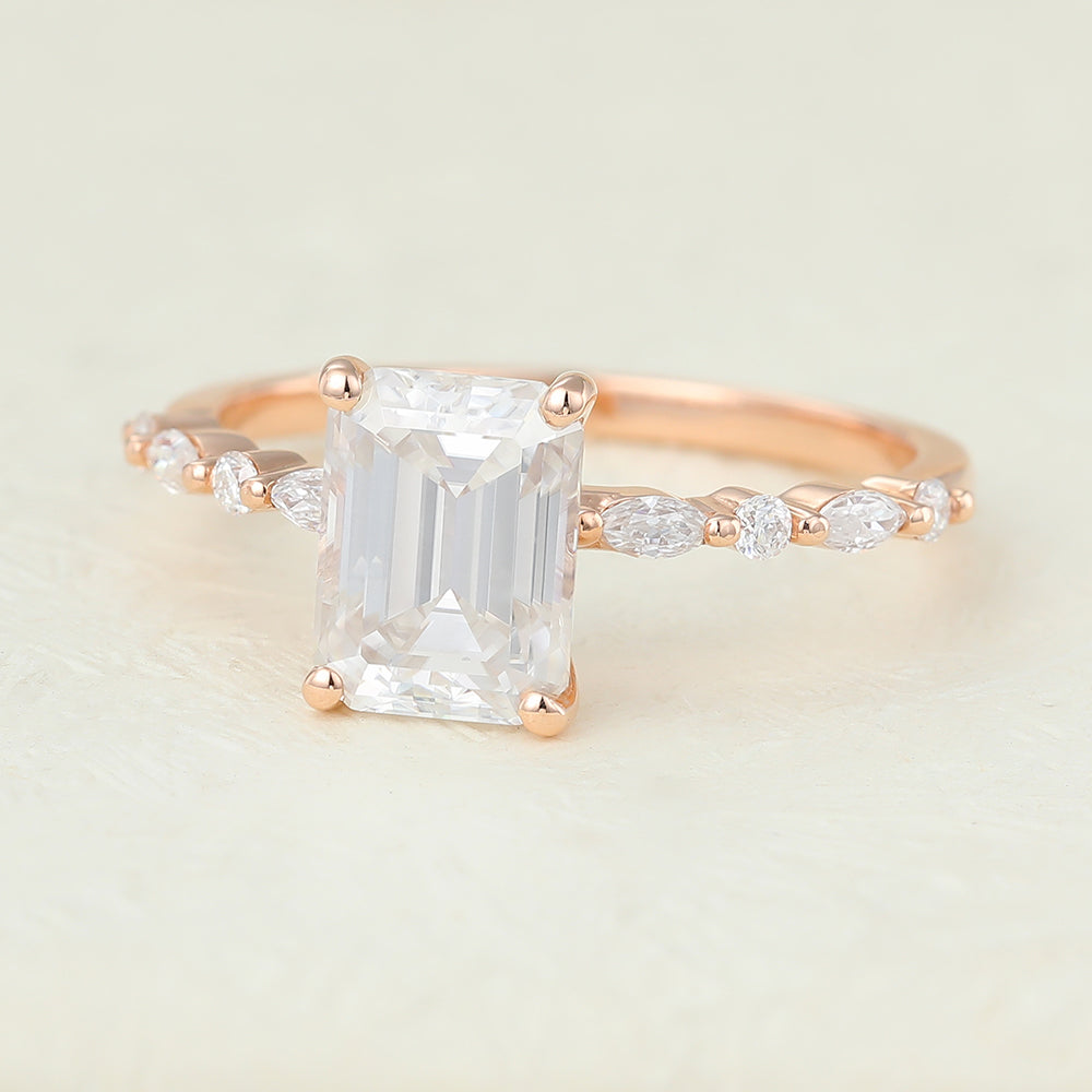 1.6 CT Emerald Pave Lab-Grown Diamond Engagement Ring