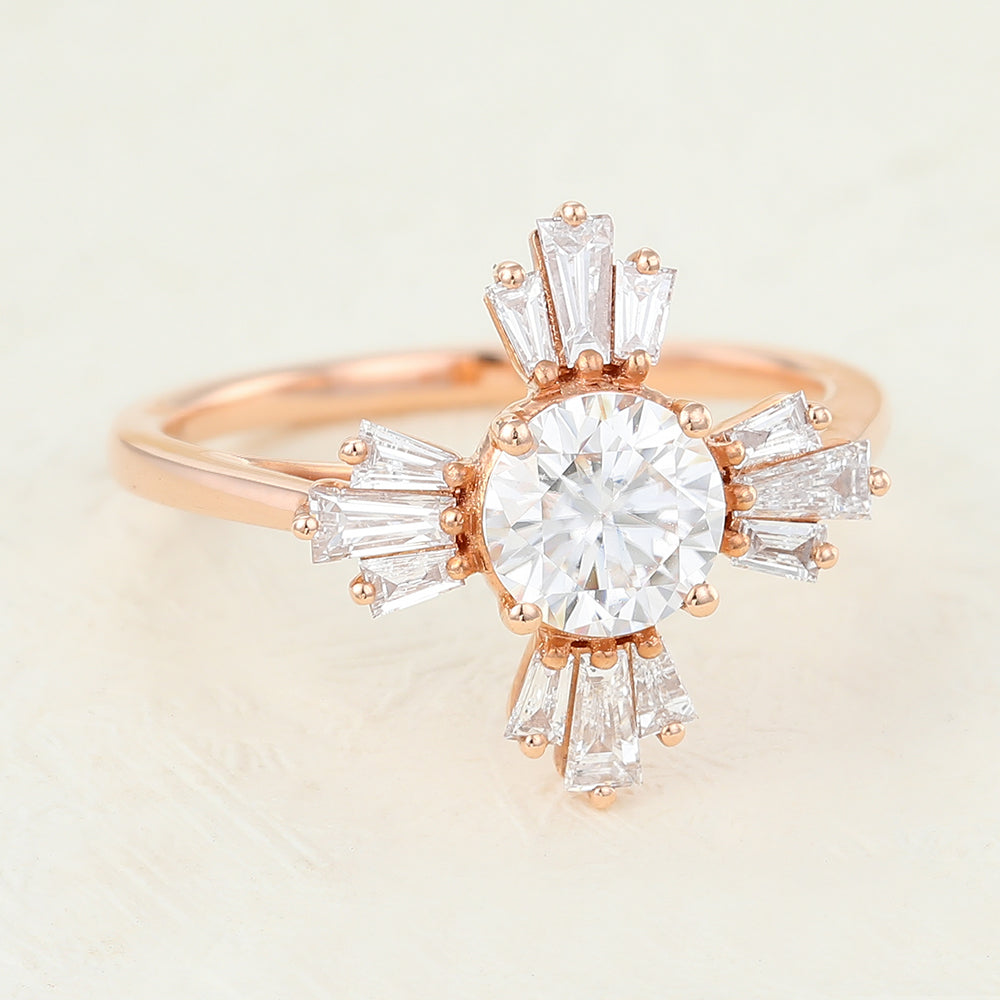 0.68 CT Round Vintage Cluster Lab-Grown Diamond Engagement Ring
