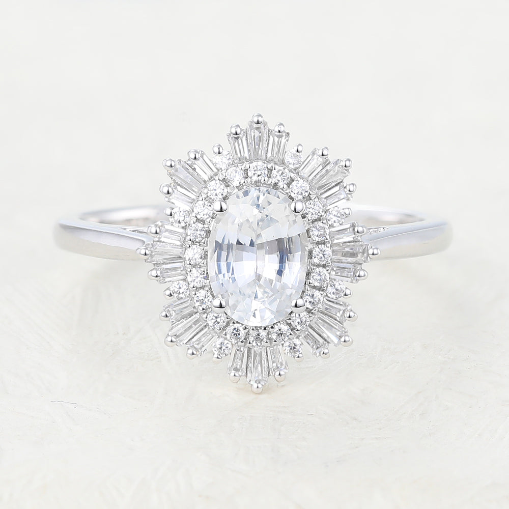 0.84 CT Oval Cluster Lab-Grown Diamond Engagement Ring
