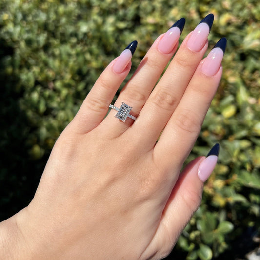 2.0 CT Emerald Pave Moissanite Engagement Ring