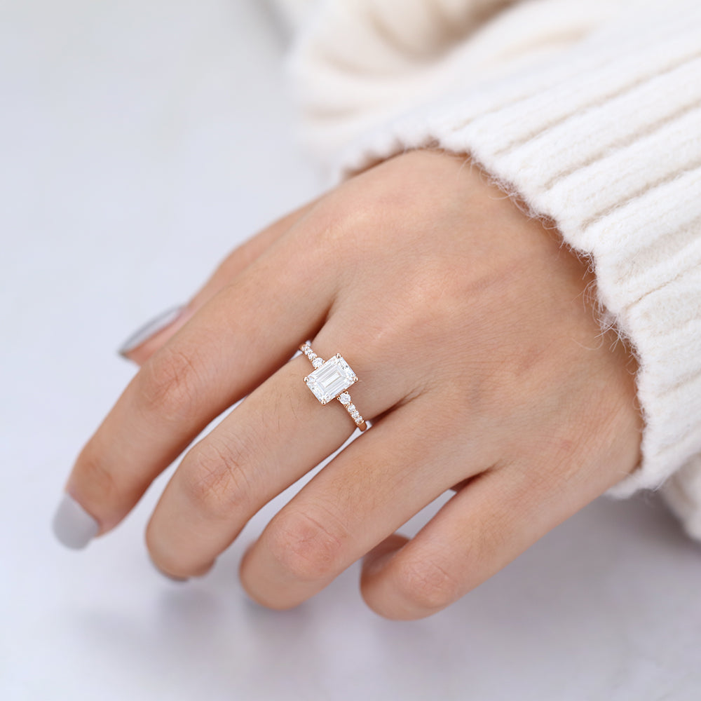 1.6 CT Emerald Pave Lab-Grown Diamond Engagement Ring