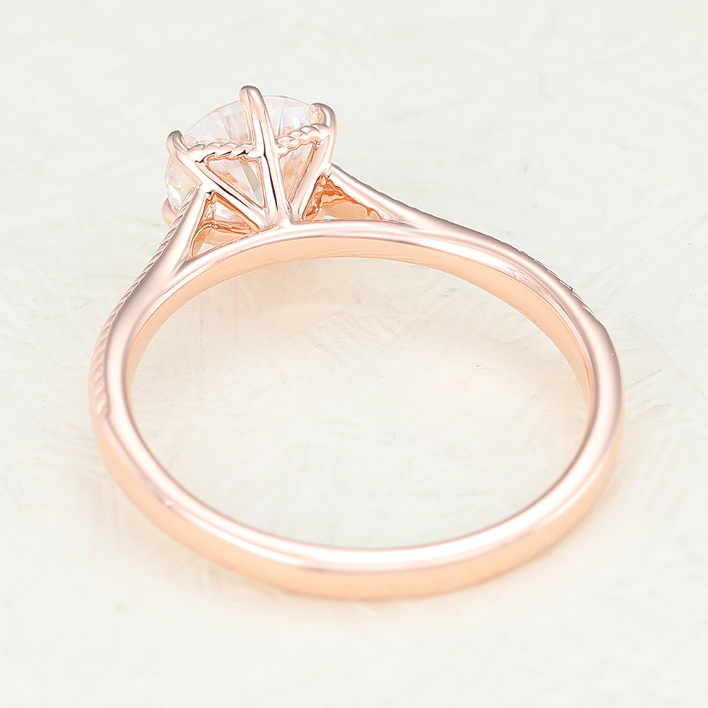 0.88 CT Round Solitaire Lab-Grown Diamond Engagement Ring
