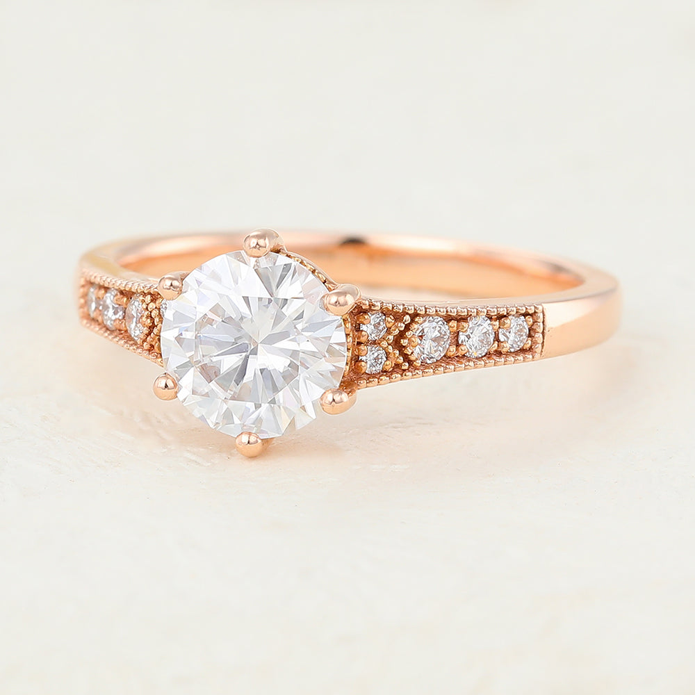 0.88 CT Round Pave Lab-Grown Diamond Engagement Ring