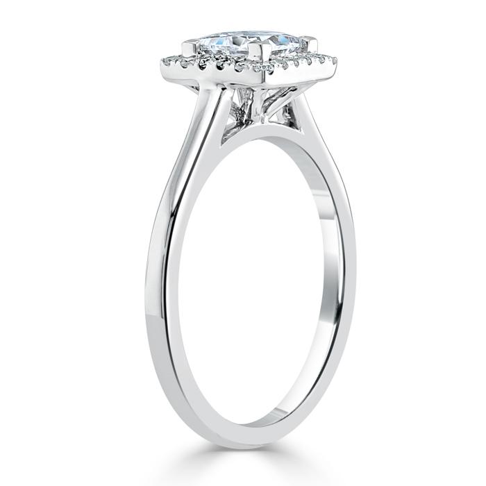 1.0 CT Princess Cut Halo Moissanite Engagement Ring