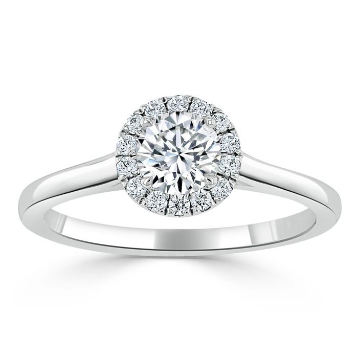 0.75 CT Round Cut Halo Moissanite Engagement Ring