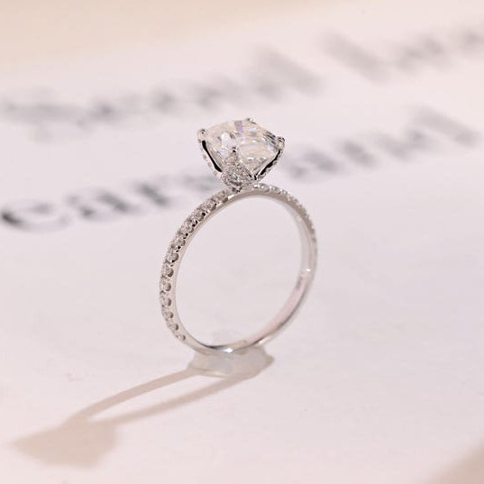 Stunning 1.0 - 2.0 CT Pear Moissanite Engagement Ring with Pave Design 9