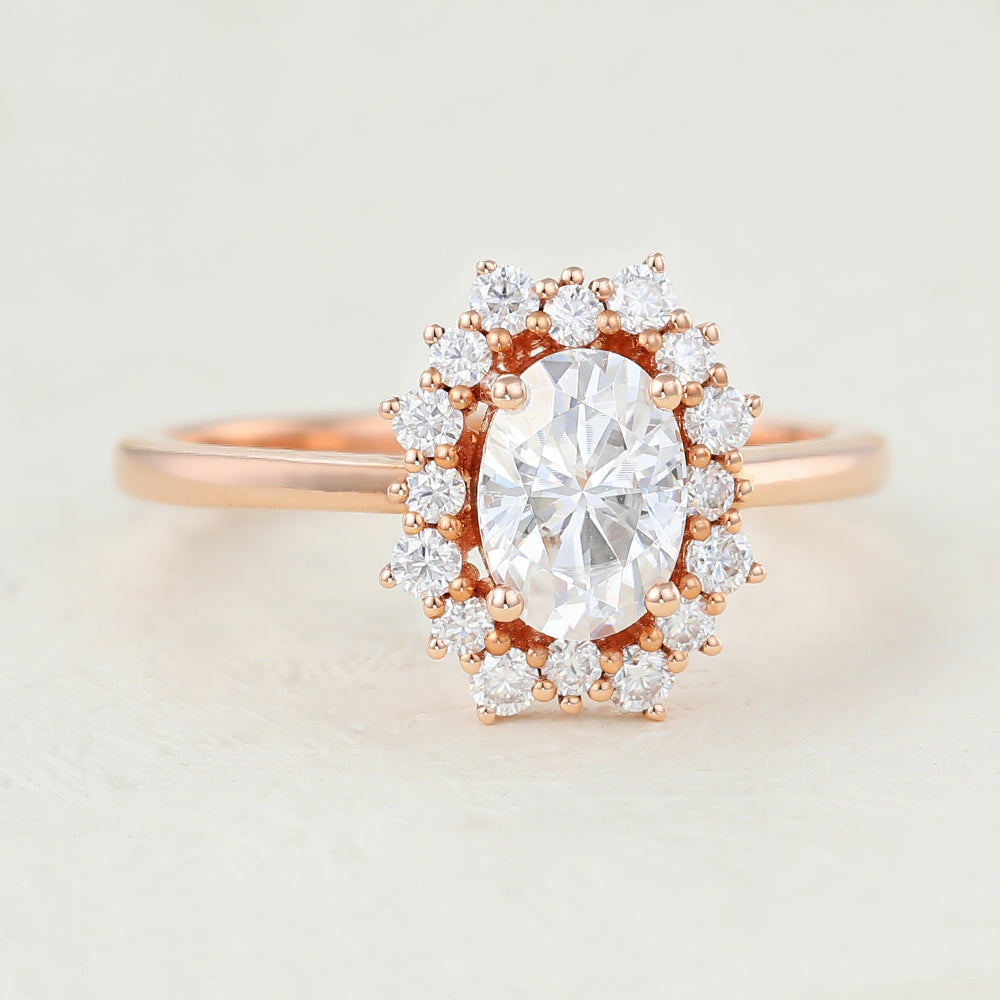 1 CT Oval Cluster Lab-Grown Diamond Engagement Ring