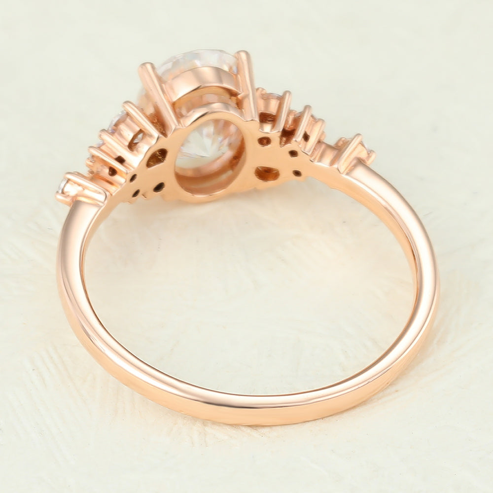 1.33 CT Oval Cluster Lab-Grown Diamond Engagement Ring