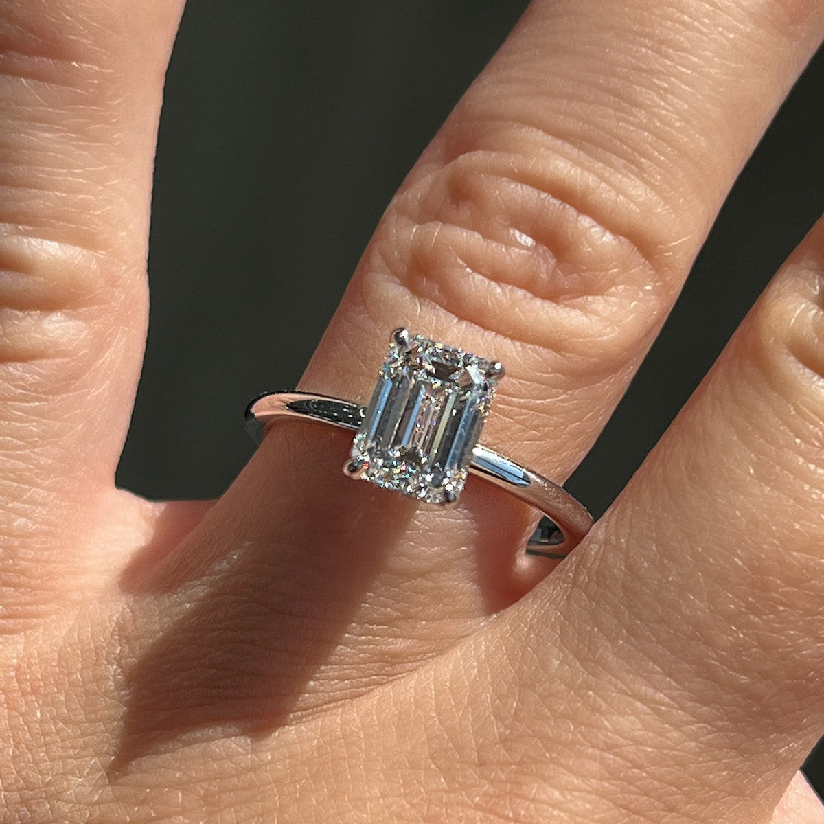 Stunning 1.70 CT Emerald Moissanite Engagement Ring with Hidden Halo Design 3