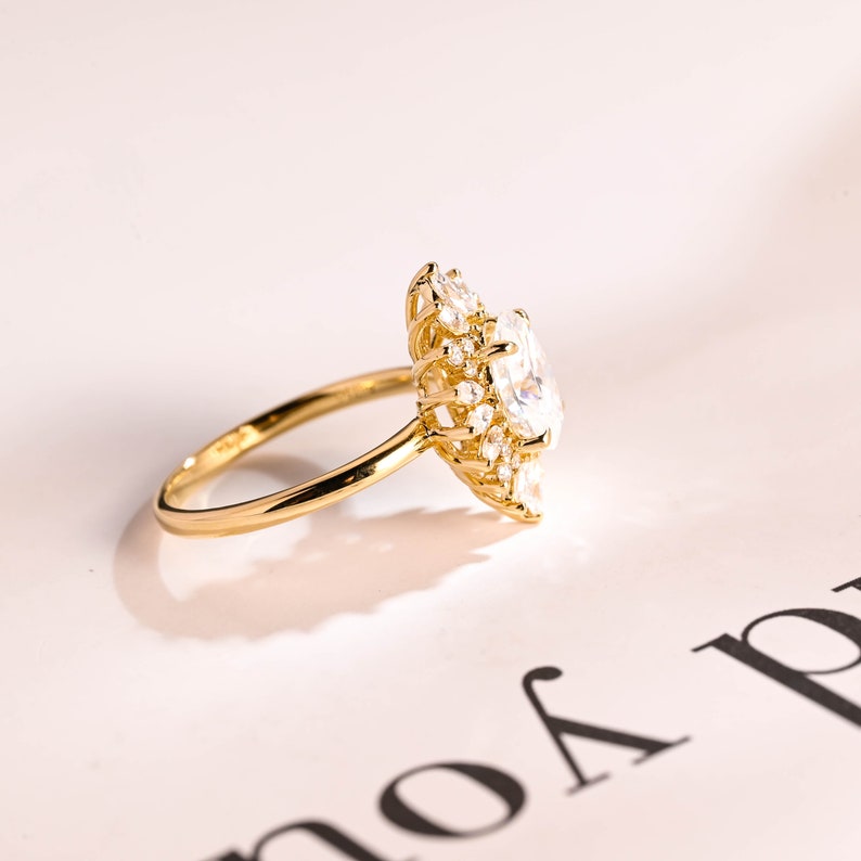Stunning 1.0 - 2.0 CT Oval Moissanite Engagement Ring with Halo Design 9