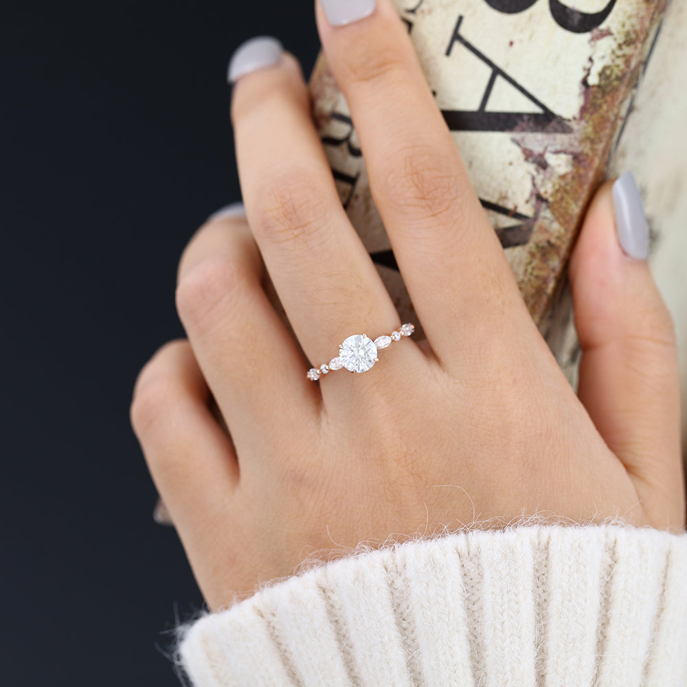 0.88 CT Round Pave Lab-Grown Diamond Engagement Ring
