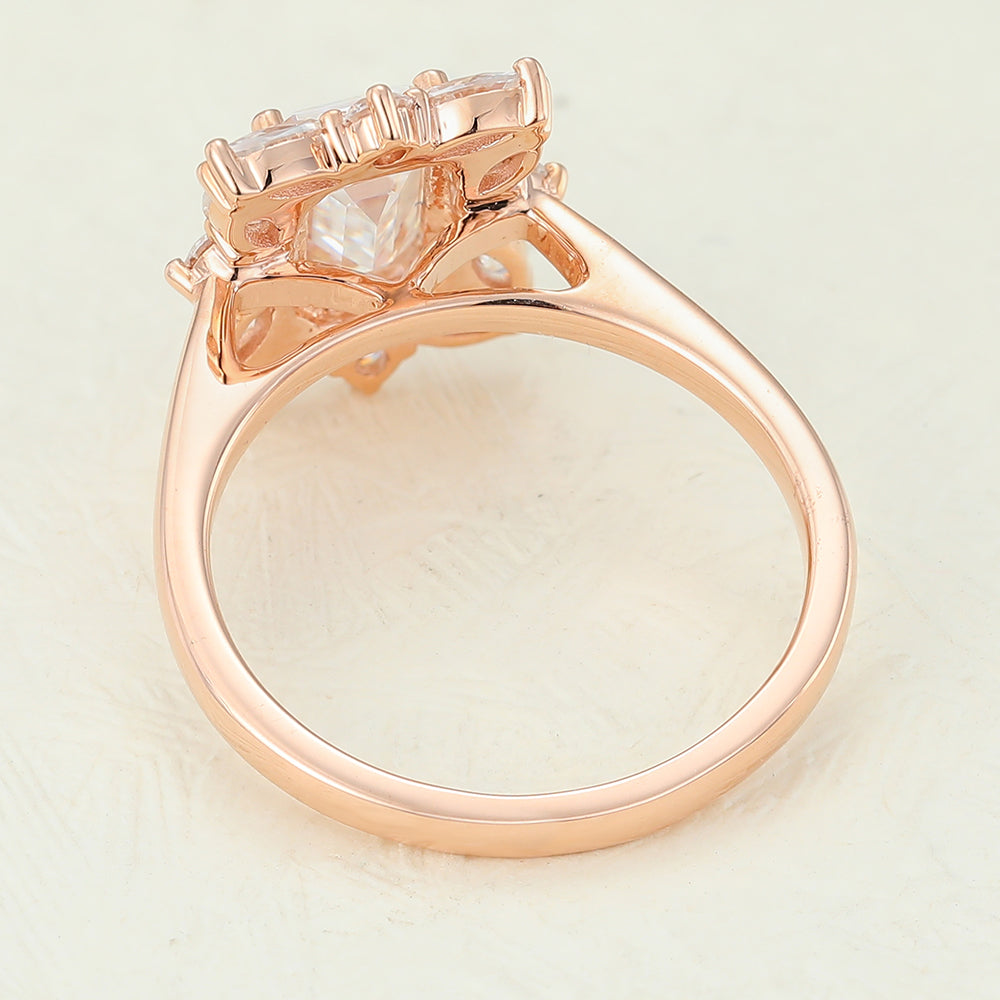 0.92 CT Emerald Cluster Lab-Grown Diamond Engagement Ring