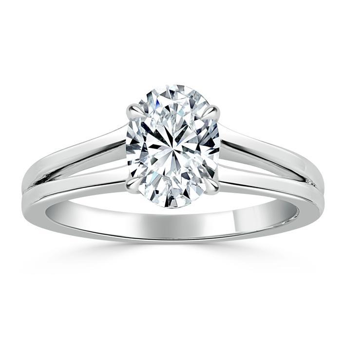 0.94 CT Oval Cut Solitaire Moissanite Engagement Ring