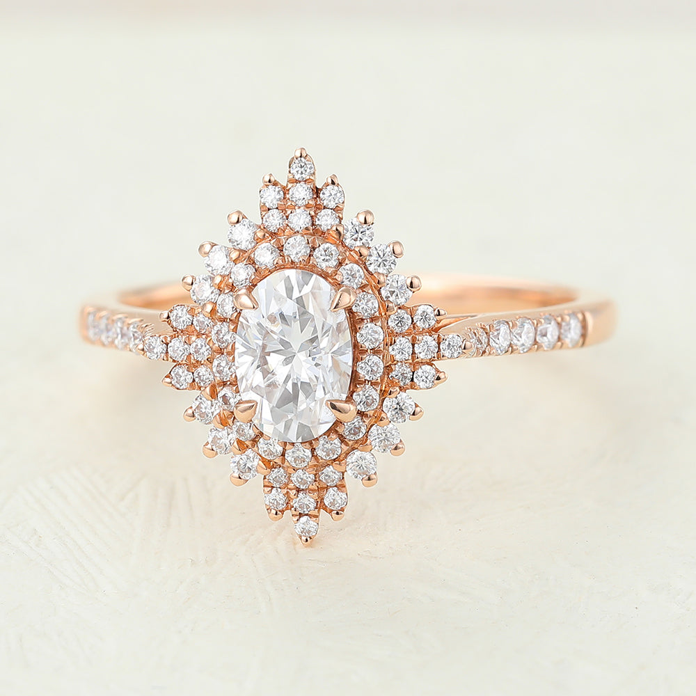 0.43 CT Oval Cluster Lab-Grown Diamond Engagement Ring