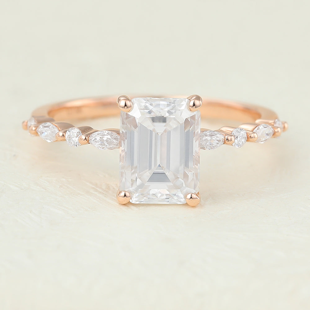1.6 CT Emerald Pave Lab-Grown Diamond Engagement Ring