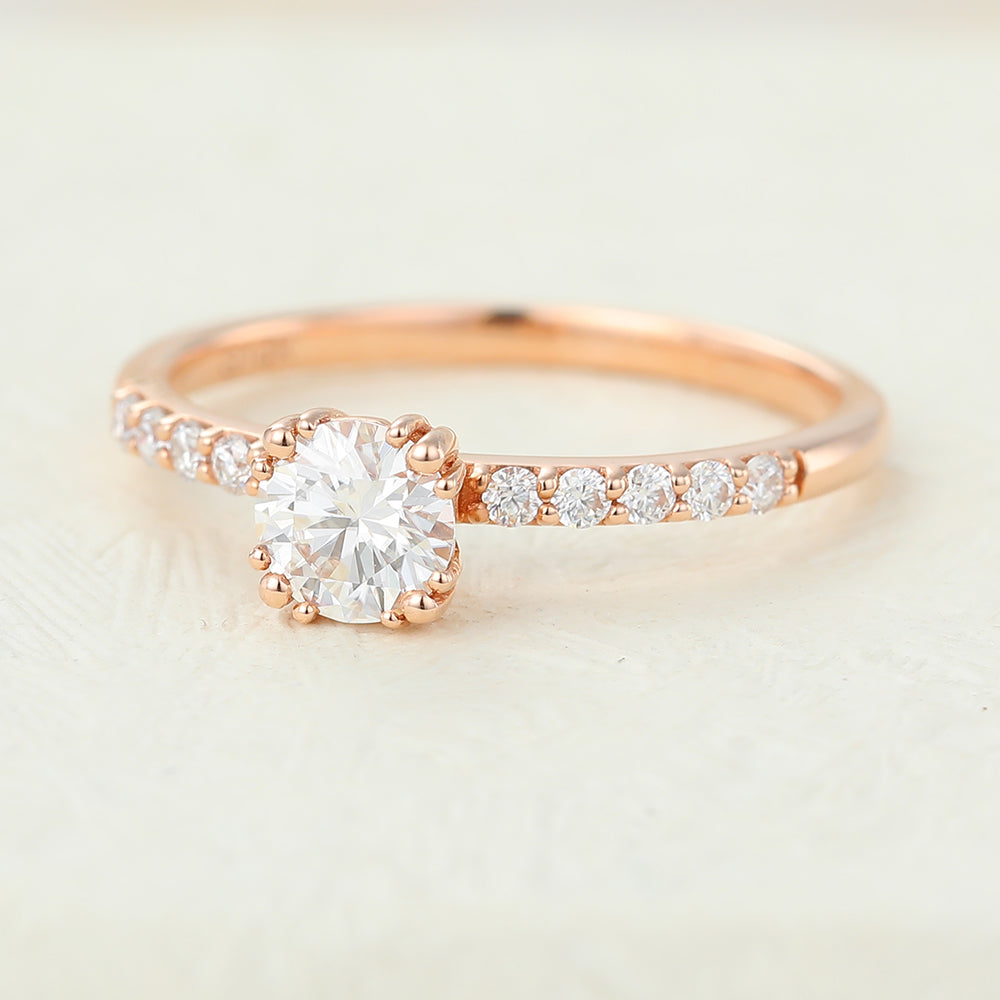 0.41 CT Round Pave Lab-Grown Diamond Engagement Ring