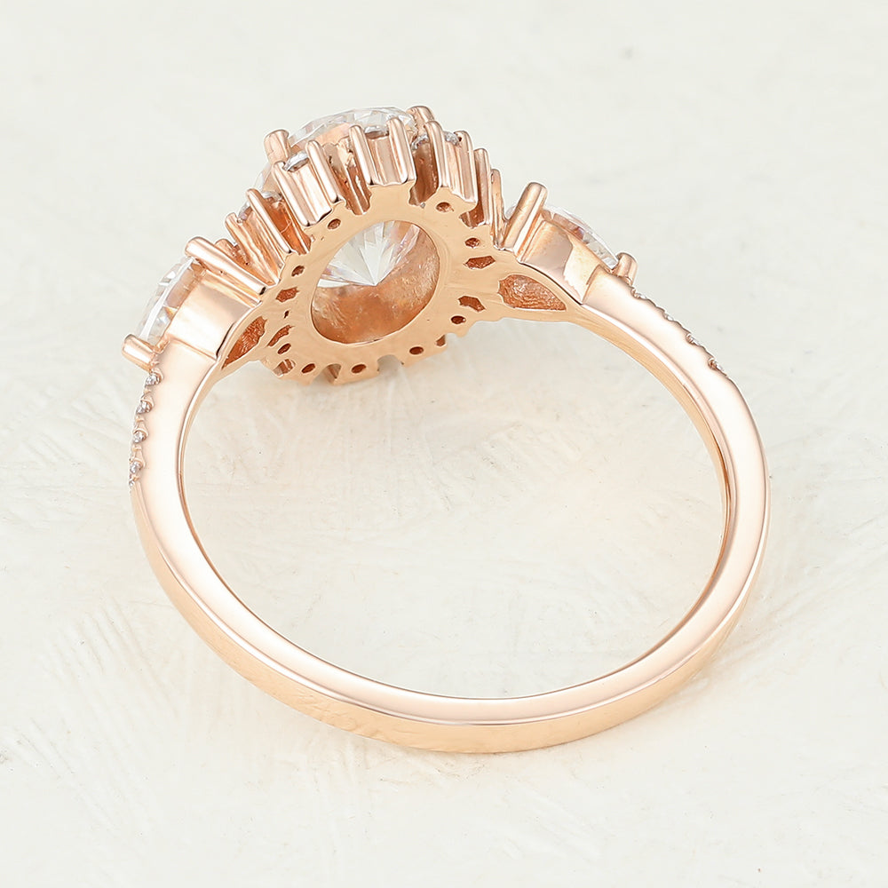 1.33 CT Oval Cluster & Pave Lab-Grown Diamond Engagement Ring