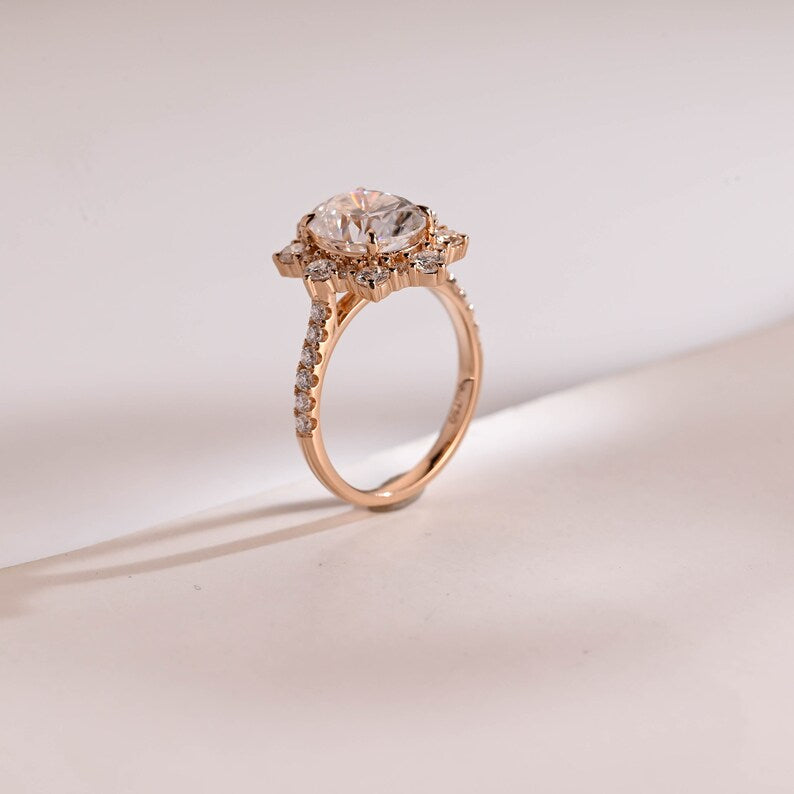 Stunning 1.0 - 2.0 CT Oval Moissanite Engagement Ring with Pave & Halo Design 7