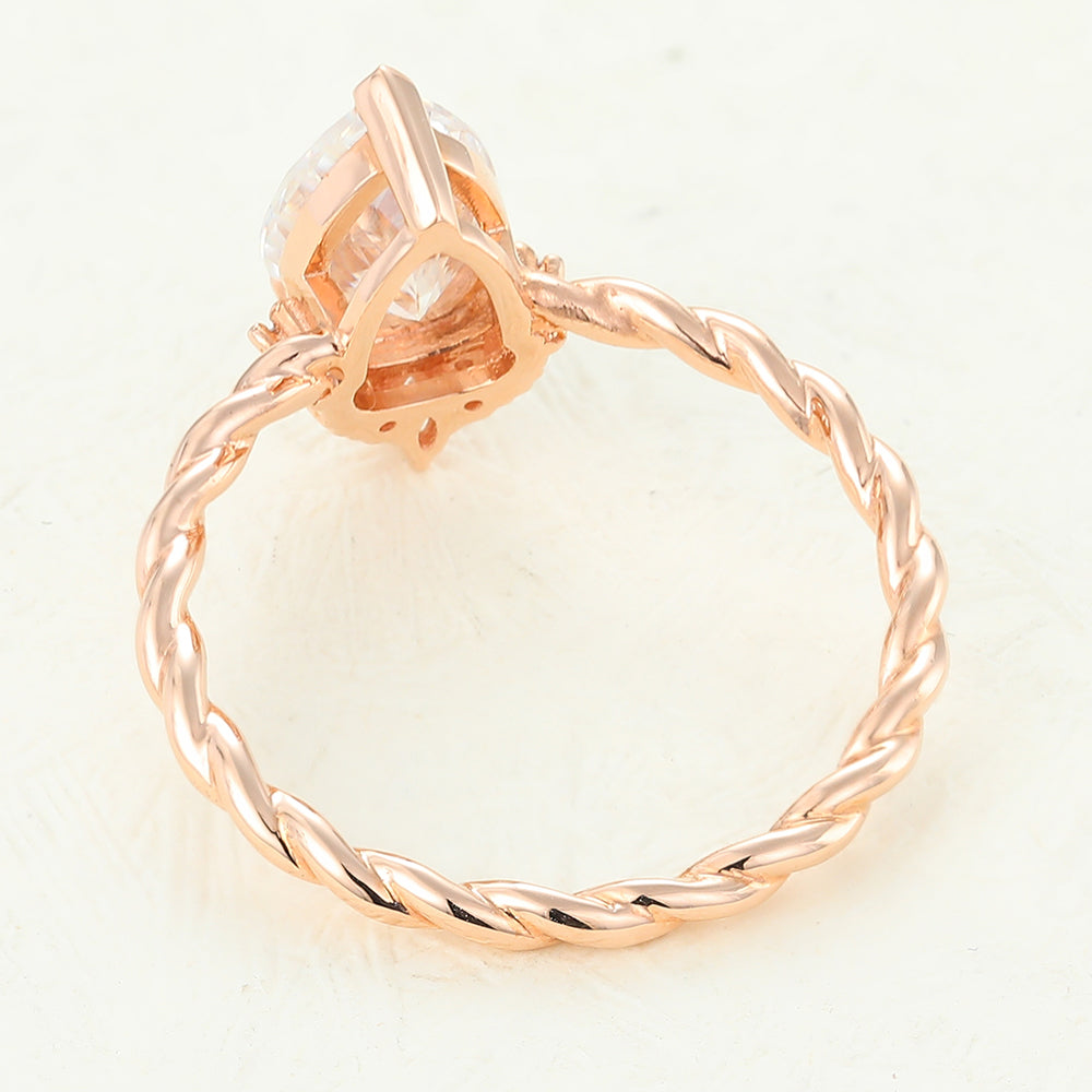 0.9 CT Pear Cluster & Twisted Shank Lab-Grown Diamond Engagement Ring
