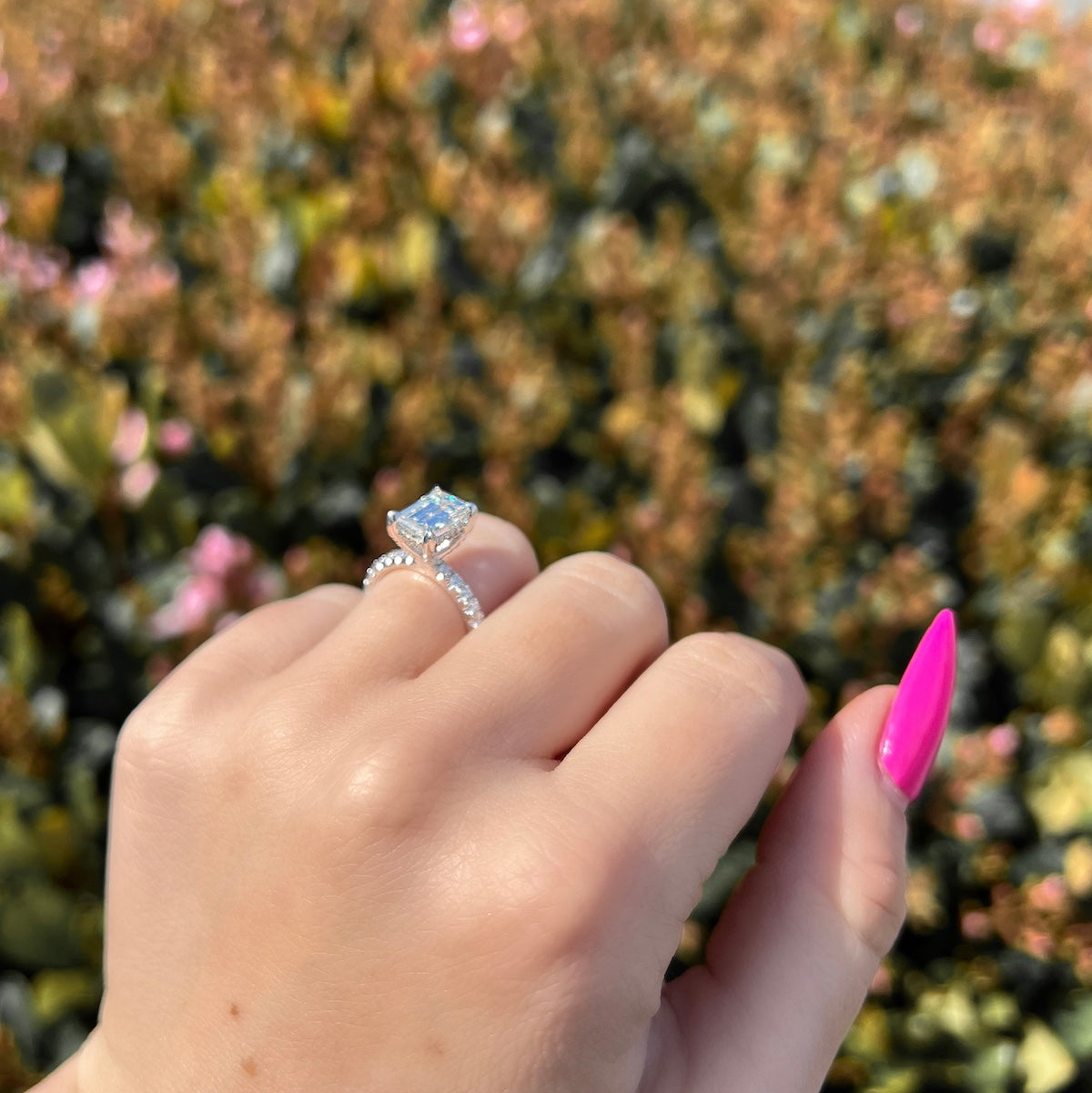 1.73 CT Emerald Pave Moissanite Engagement Ring