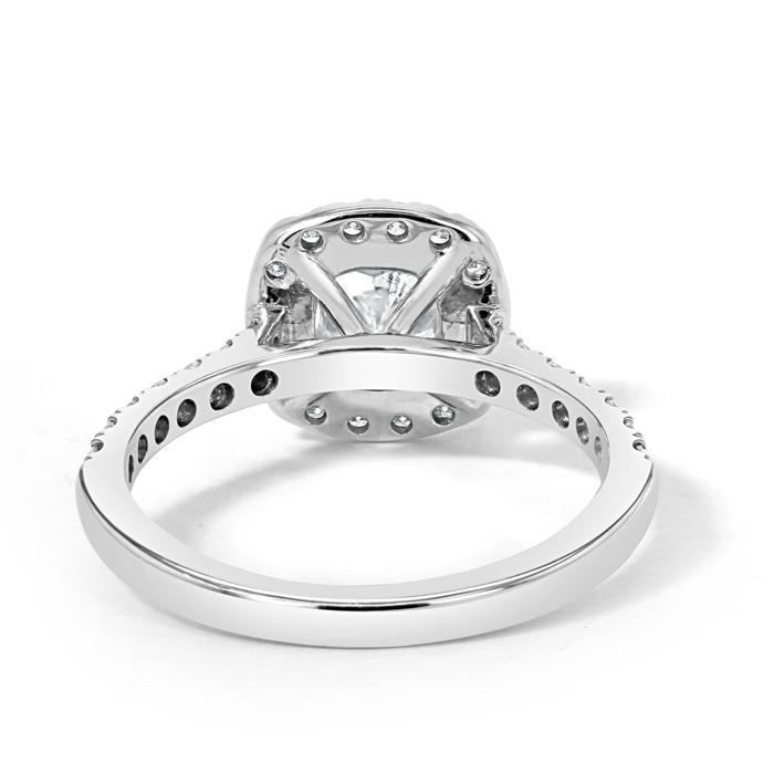 1.50 CT Cushion Cut Halo Pave Setting Moissanite Engagement Ring