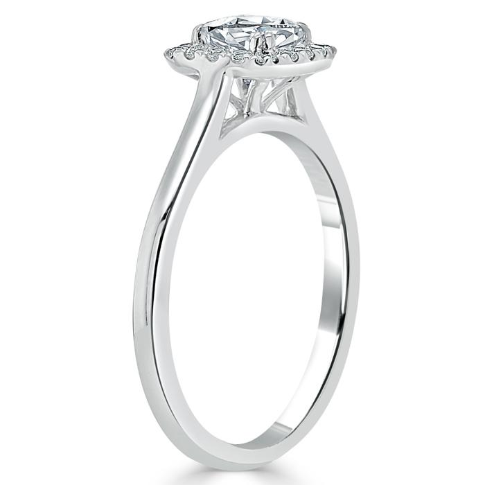 0.75 CT Cushion Cut Halo Moissanite Engagement Ring