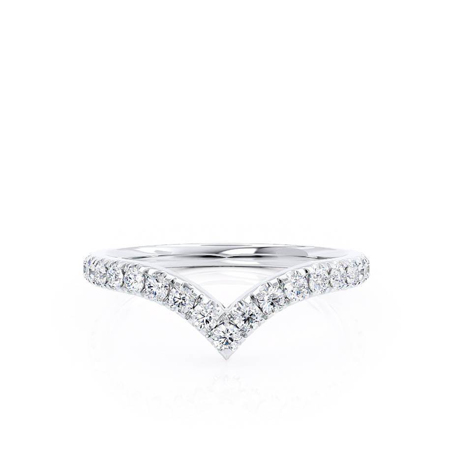 0.21 CT Round Shaped Moissanite Curved Style Wedding Band