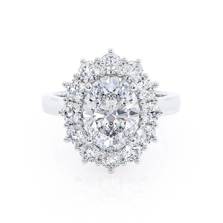 2.10 CT Oval Shaped Moissanite Halo Engagement Ring