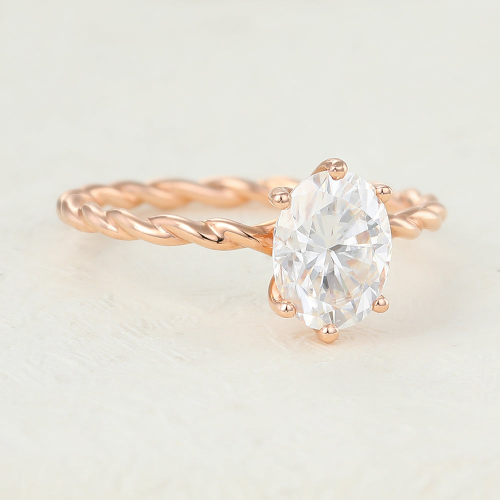 1.33 CT Oval Solitaire Twisted Shank Lab-Grown Diamond Engagement Ring