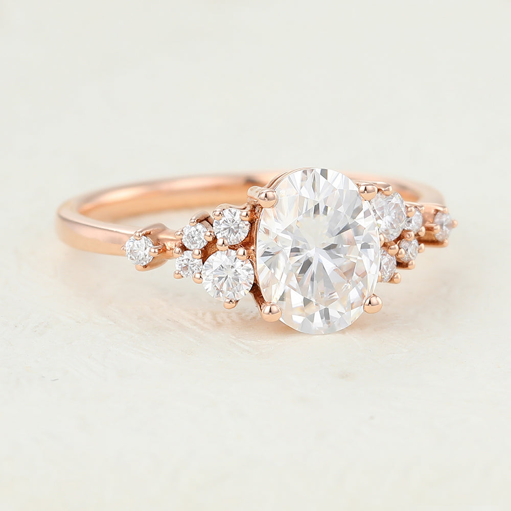 1.33 CT Oval Cluster Lab-Grown Diamond Engagement Ring