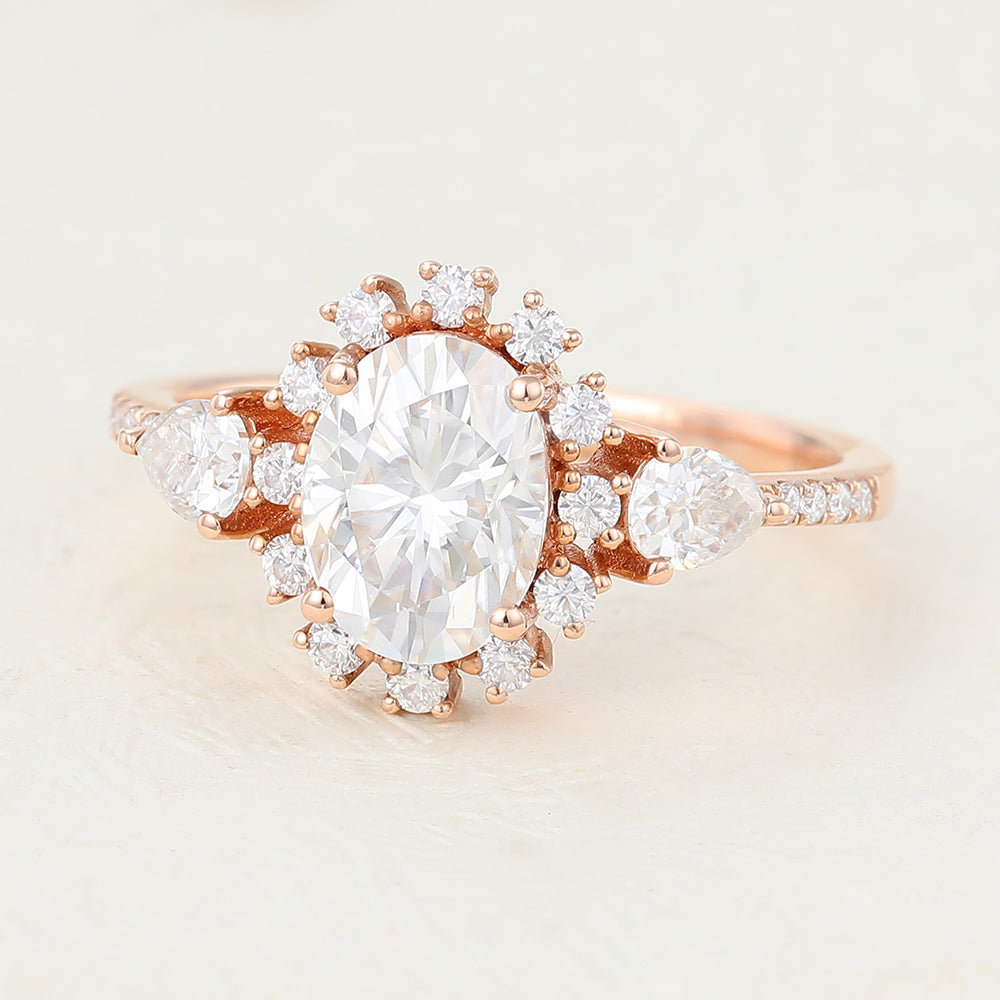 1.33 CT Oval Cluster & Pave Lab-Grown Diamond Engagement Ring