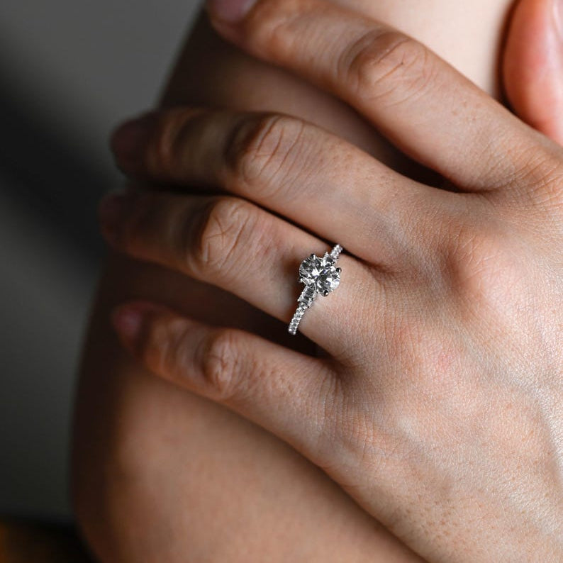 Stunning 1.0 - 2.0 CT Oval Moissanite Engagement Ring with Pave Design 4