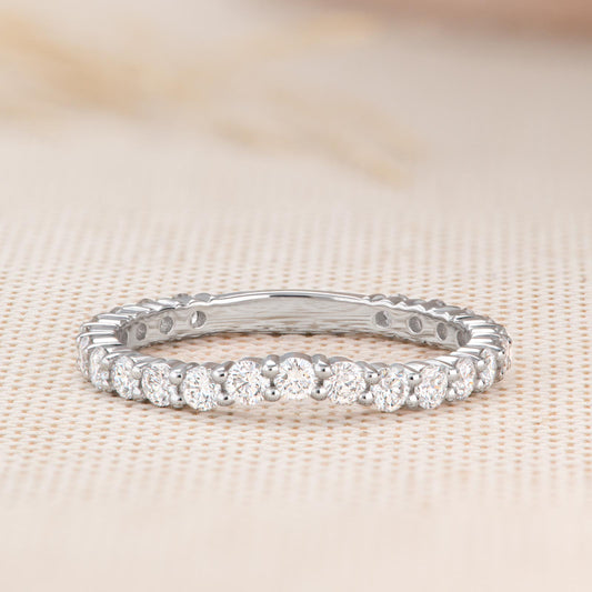 0.63 CT Round Shaped Moissanite Semi Eternity Wedding Band