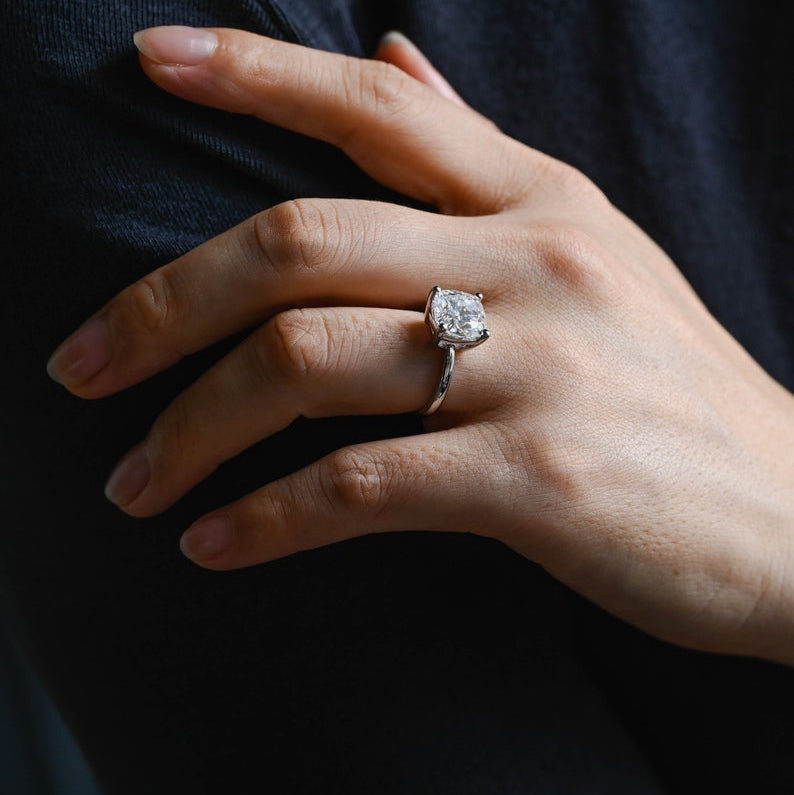 Stunning 1.0 - 2.0 CT Cushion Moissanite Engagement Ring With Solitaire Design 6