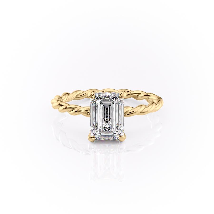2.10 CT Emerald Cut Solitaire Twisted Rope Moissanite Engagement Ring