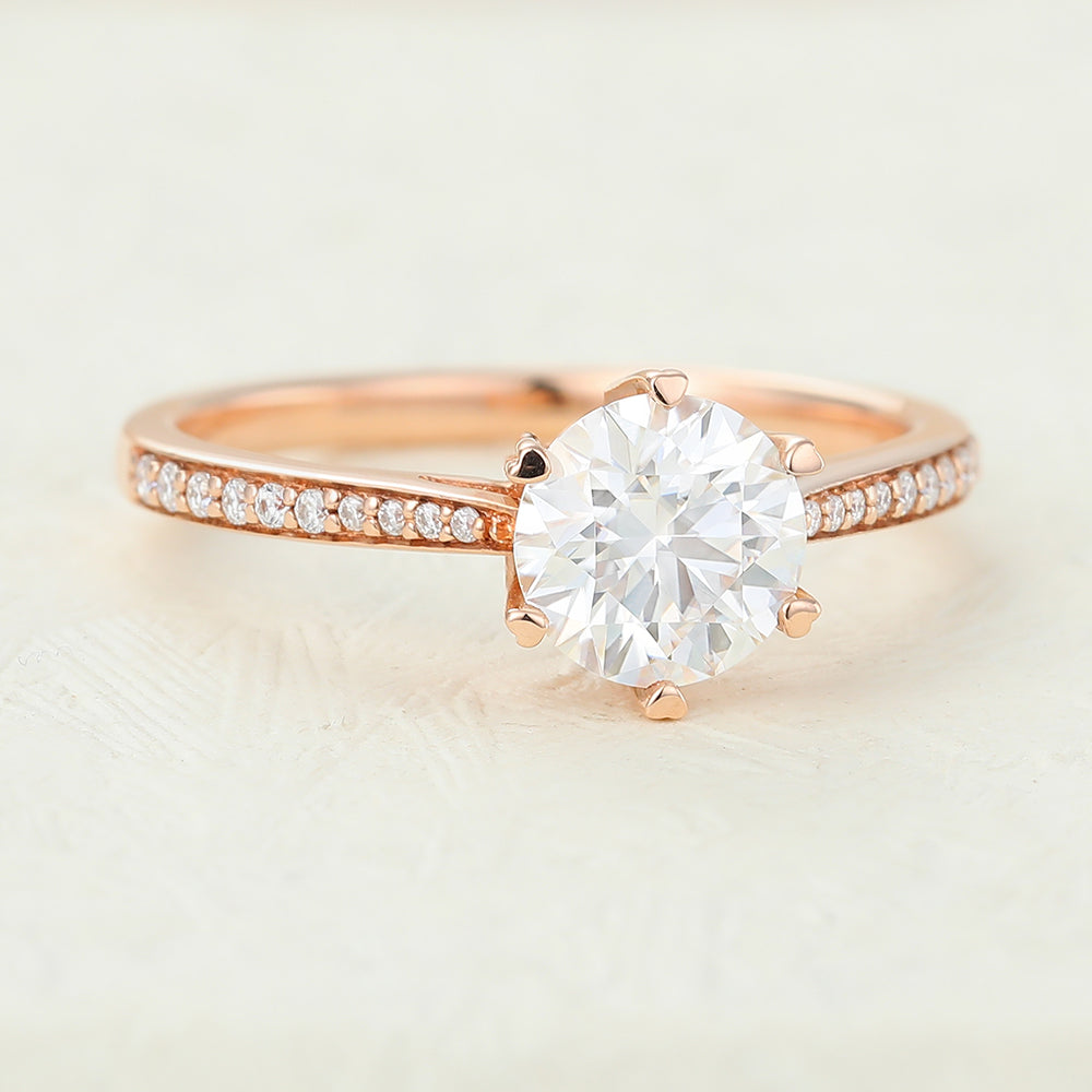 0.68 CT Round Pave Lab-Grown Diamond Engagement Ring