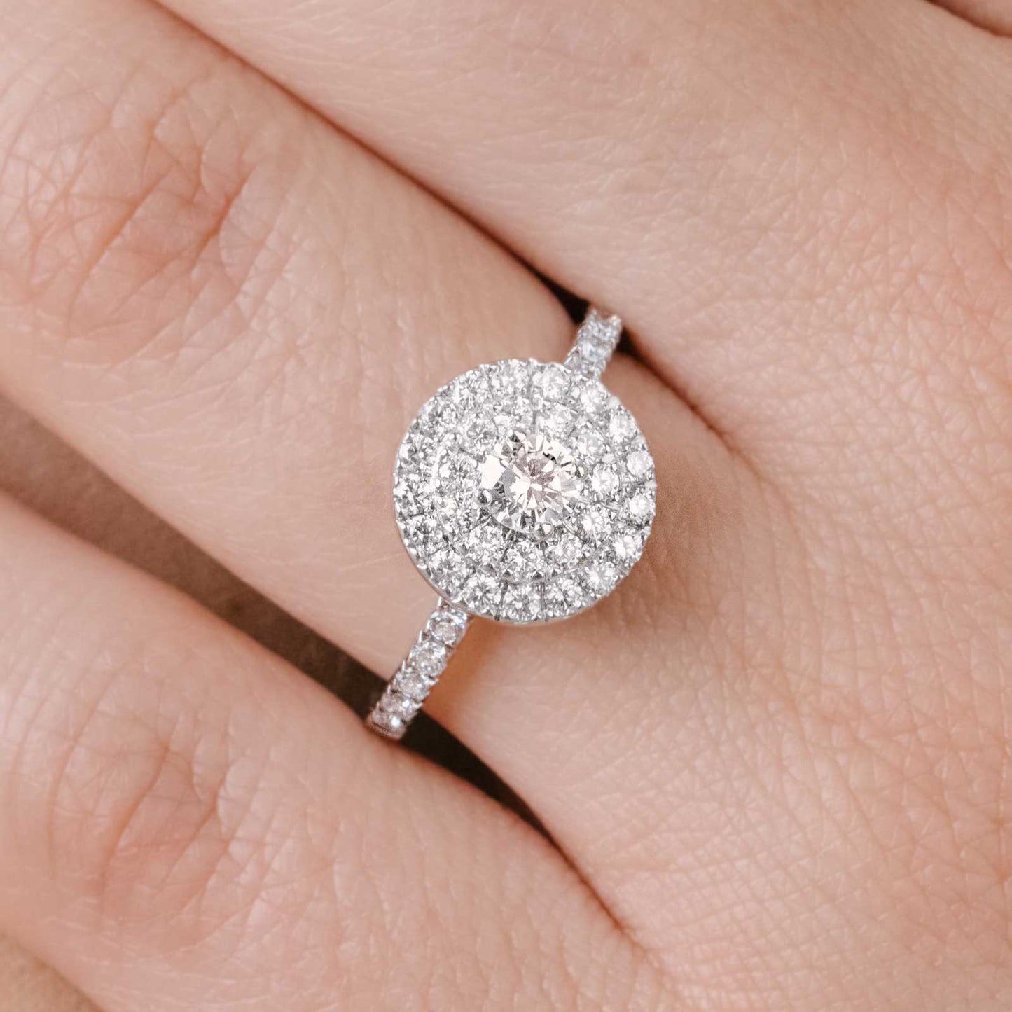 0.25 CT Round Shaped Moissanite Halo Engagement Ring