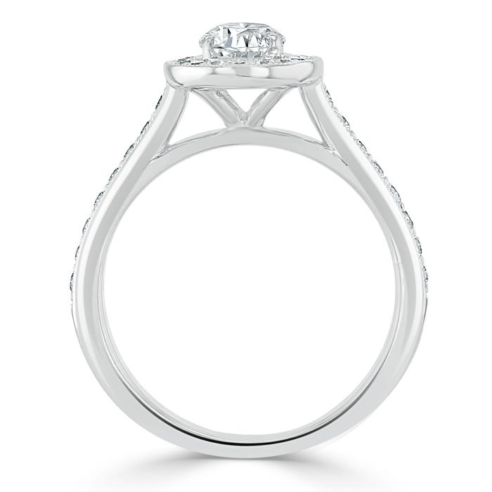 1.0 CT Oval Cut Halo Pave Moissanite Engagement Ring