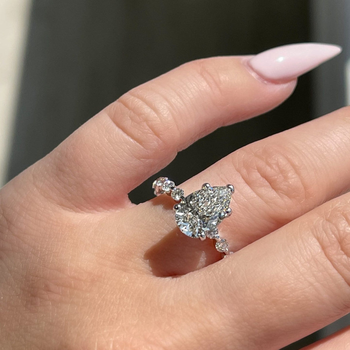 Stunning 2.0 CT Pear Moissanite Engagement Ring with Dainty Pave Design 1