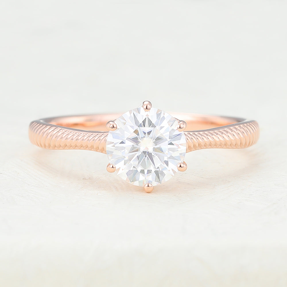 0.88 CT Round Solitaire Lab-Grown Diamond Engagement Ring