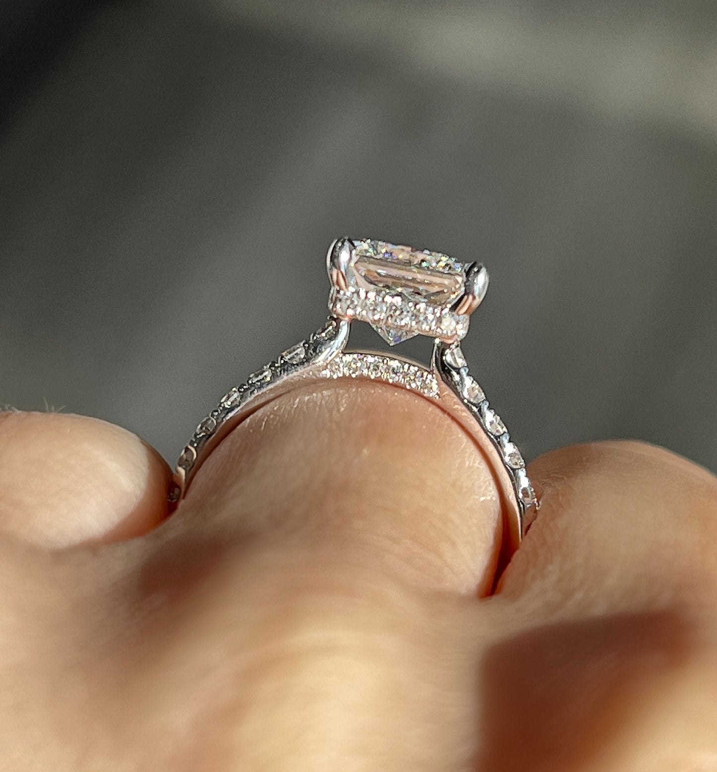 2.0 CT Princess Pave Moissanite Engagement Ring