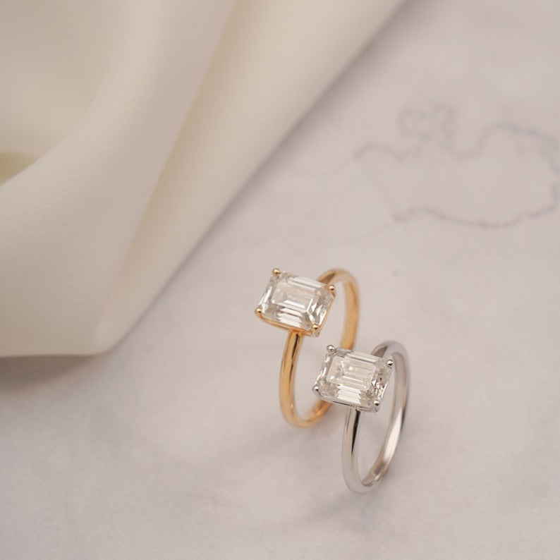Stunning 1.0 - 2.0 CT Emerald Moissanite Engagement Ring with Solitaire Design 3