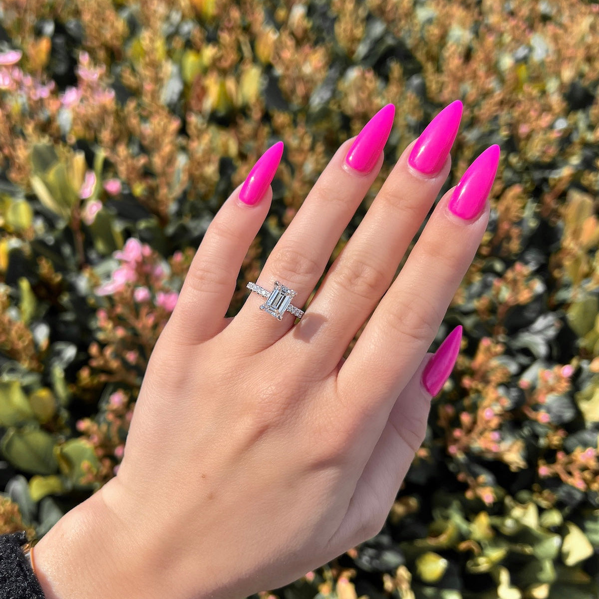 1.73 CT Emerald Pave Moissanite Engagement Ring