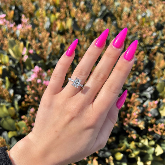 1.73 CT Emerald Pave Moissanite Engagement Ring
