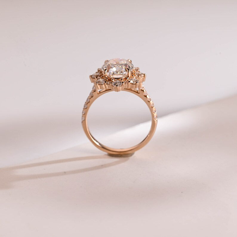 Stunning 1.0 - 2.0 CT Oval Moissanite Engagement Ring with Pave & Halo Design 5