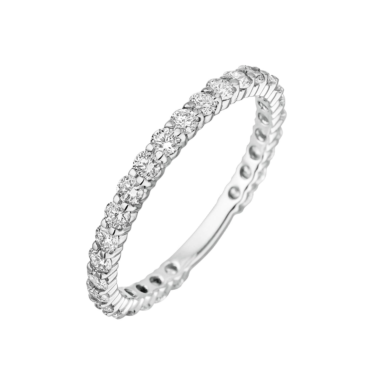 0.78 CT Round Shaped Moissanite Semi Eternity Wedding Band