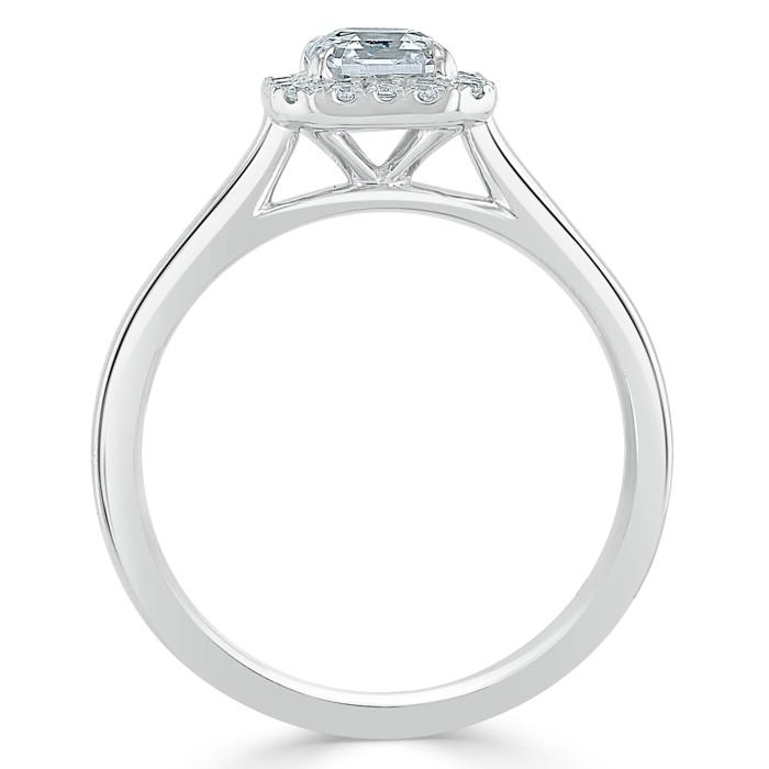 0.75 CT Asscher Cut Halo Moissanite Engagement Ring